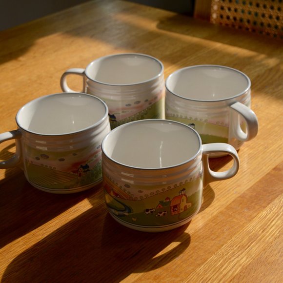 Vintage 1990s Set of 4 Studio Nova Homecoming Flat Cups Height: 2 3/4 in Y2315 - Picture 3 of 7